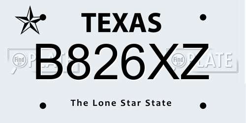 B826XZ Texas License Plate