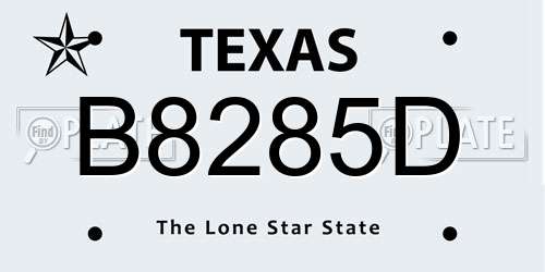 B8285D Texas License Plate