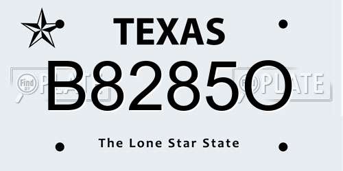 B8285O Texas License Plate