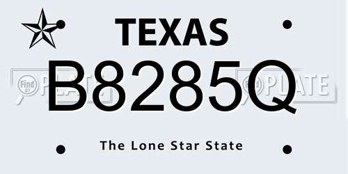 B8285Q Texas License Plate