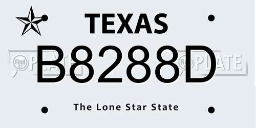 B8288D Texas License Plate