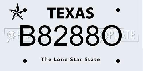 B8288O Texas License Plate