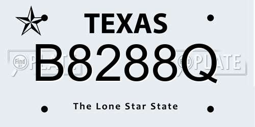 B8288Q Texas License Plate