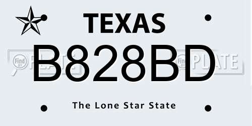 B828BD Texas License Plate