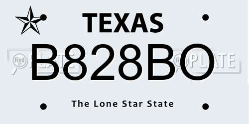 B828BO Texas License Plate
