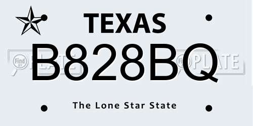 B828BQ Texas License Plate