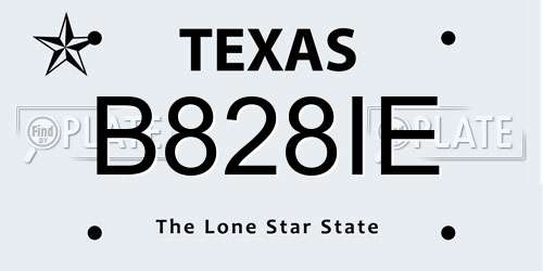B828IE Texas License Plate