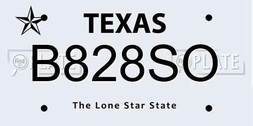 B828SO Texas License Plate