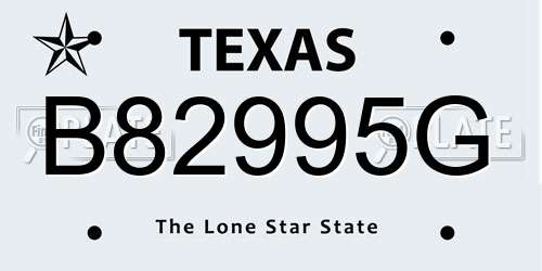 B82995G Texas License Plate