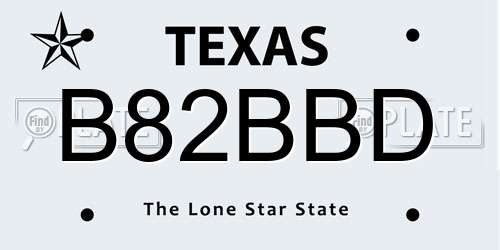 B82BBD Texas License Plate