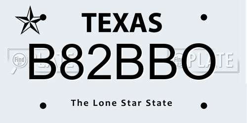 B82BBO Texas License Plate