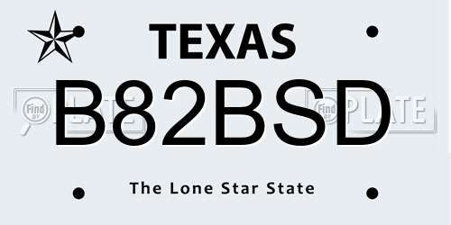 B82BSD Texas License Plate