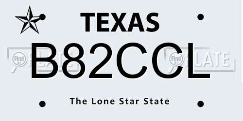 B82CCL Texas License Plate