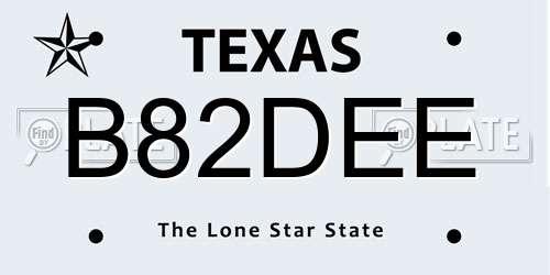 B82DEE Texas License Plate