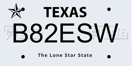B82ESW Texas License Plate