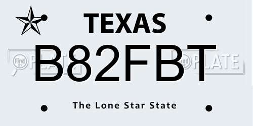 B82FBT Texas License Plate
