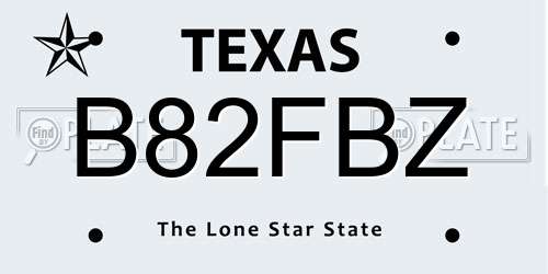 B82FBZ Texas License Plate