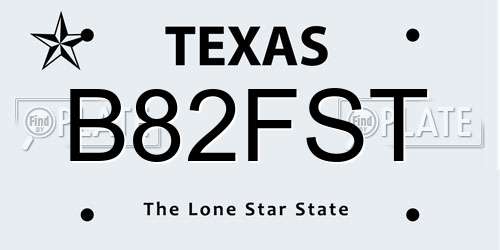 B82FST Texas License Plate