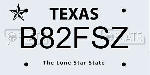 B82FSZ Texas License Plate