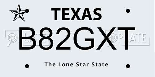 B82GXT Texas License Plate