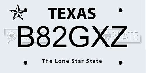 B82GXZ Texas License Plate