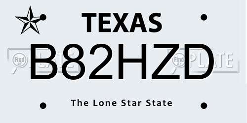 B82HZD Texas License Plate