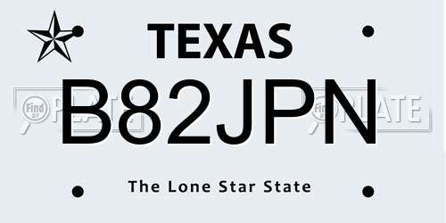 B82JPN Texas License Plate