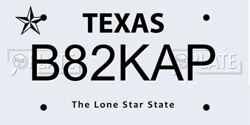B82KAP Texas License Plate