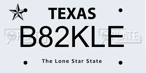 B82KLE Texas License Plate