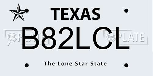 B82LCL Texas License Plate