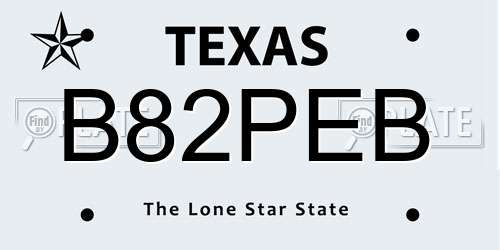 B82PEB Texas License Plate