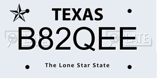 B82QEE Texas License Plate
