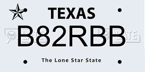 B82RBB Texas License Plate