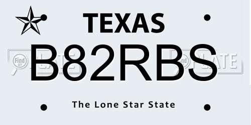 B82RBS Texas License Plate