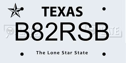 B82RSB Texas License Plate