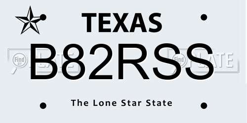 B82RSS Texas License Plate