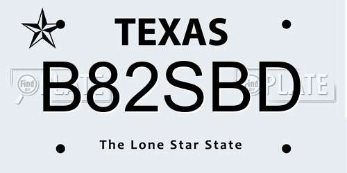 B82SBD Texas License Plate