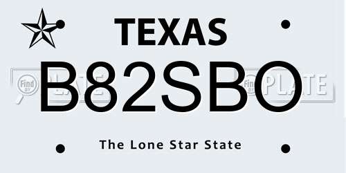 B82SBO Texas License Plate