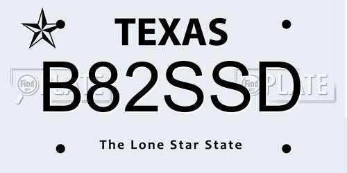 B82SSD Texas License Plate
