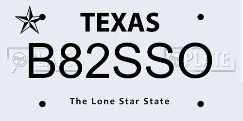 B82SSO Texas License Plate