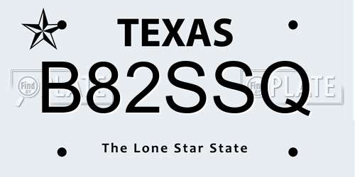 B82SSQ Texas License Plate
