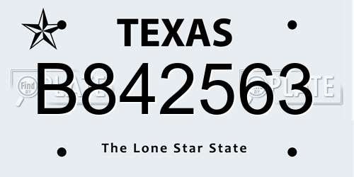 B842563 Texas License Plate