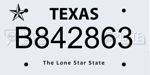 B842863 Texas License Plate