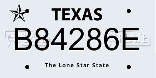 B84286E Texas License Plate
