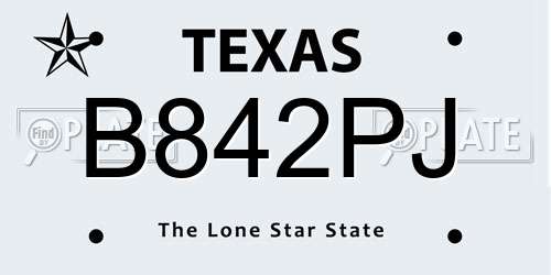 B842PJ Texas License Plate