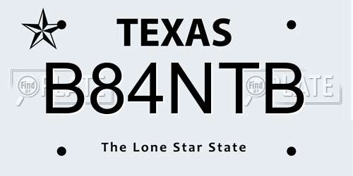 B84NTB Texas License Plate
