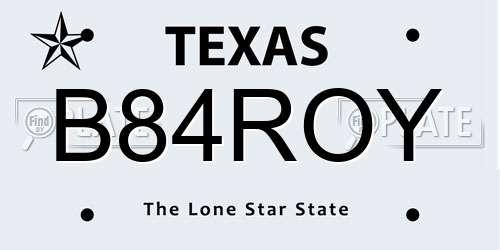 B84ROY Texas License Plate