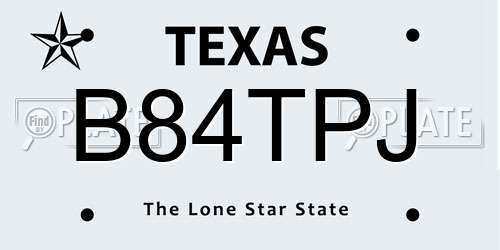 B84TPJ Texas License Plate
