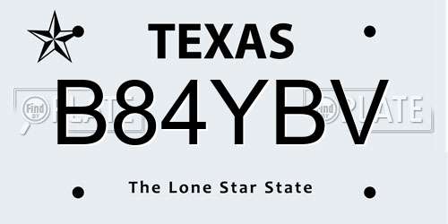 B84YBV Texas License Plate