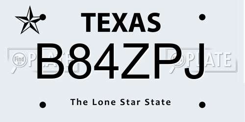B84ZPJ Texas License Plate